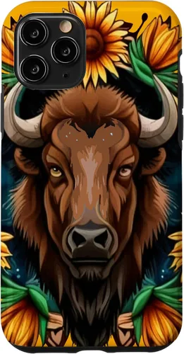 Vista 28 de American Bison with Sunflower Wreath Kansas State Tattoo Art Case for iPhone XR