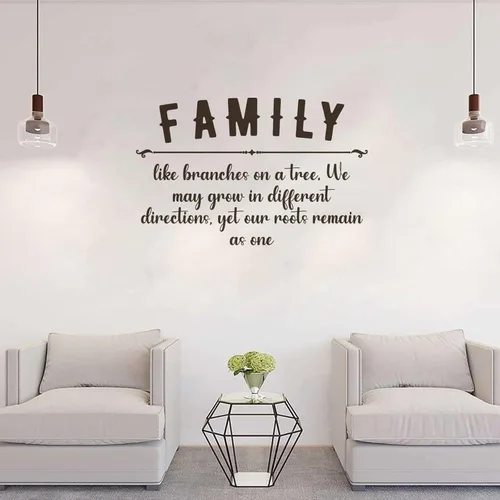 Vista 4 de Adhesivo decorativo para dormitorio, diseño de ramas familiares en un árbol, calcomanía de vinilo para pared del hogar, decoración de pared