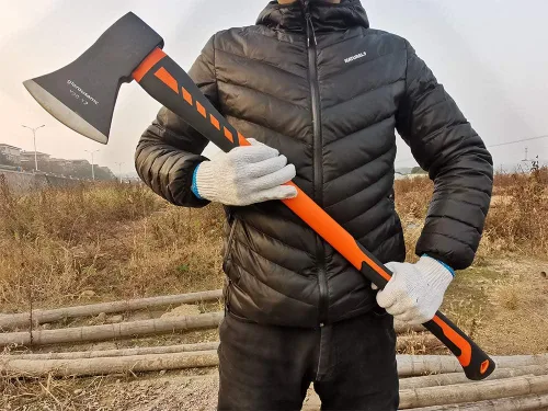 Vista 6 de Hacha de corte, hacha de mano, hacha de campamento para dividir ramas de leña y picar, hacha de corte de madera de 5.5 libras con mango de fibra