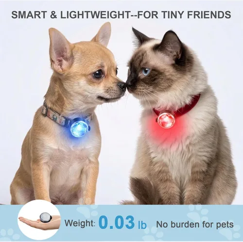Vista 4 de Paquete de 2 luces para collar de perro, recargable USB-C con clip, luz LED impermeable de seguridad para mascotas con correa de silicona ajustable