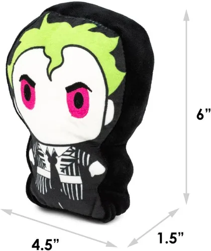 Vista 5 de Buckle-Down Juguete para perros, terror, chirriador de felpa Chibi Beetlejuice pose de pie, DTPT-WMVL