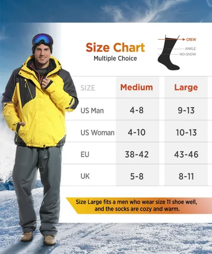 Vista 4 de Bymore 2Pairs Thermal Socks for Men,Heated Thick Crew Socks,Warm Winter Socks Insulated Cold Weather