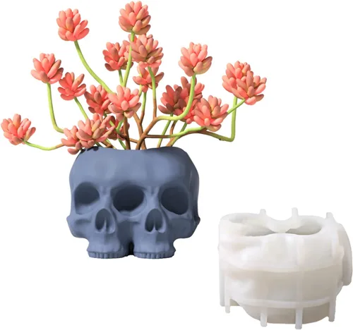 Vista 7 de BOOWAN NICOLE Moldes de silicona para hormigón, múltiples patas, para suculentas, para bricolaje, maceta de cara pequeña, decoración del hogar