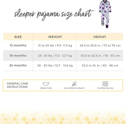 Vista 3 de Burt's Bees Baby - Pijama para niña, con cremallera delantera y pies cerrados antideslizantes, de algodón orgánico 100%, para niñas pequeñas