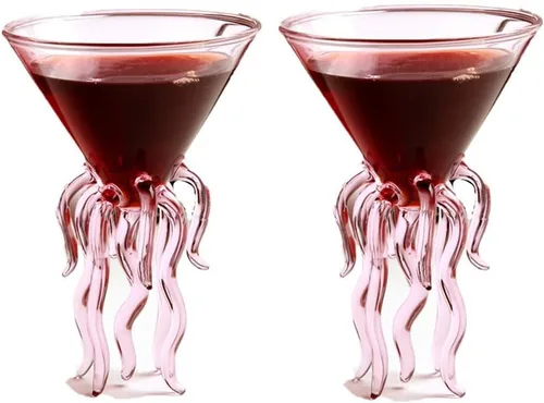 Vista 9 de GAOGAO Vaso de Martini de Pulpo Herramientas de Vaso de Bar de Cóctel Creativo (2 Transparentes)