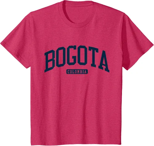 Vista 70 de Bogotá Colombia College University Style Camiseta azul marino, Blanco