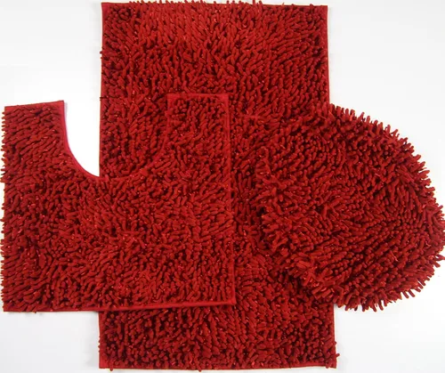 Vista 4 de BH Home & Linen Juego de 3 tapetes de baño de microfibra mixta de felpilla ultra brillante ultra suave, tapete grande de 19.5 x 31 pulgadas, tapete
