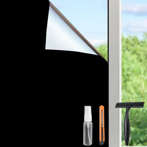 Vista 8 de HIDBEA Película Esmerilada de Privacidad para Ventanas, Control de Calor, Bloqueo UV, Adherencia Estática, No Adhesiva, Reutilizable, Cubiertas