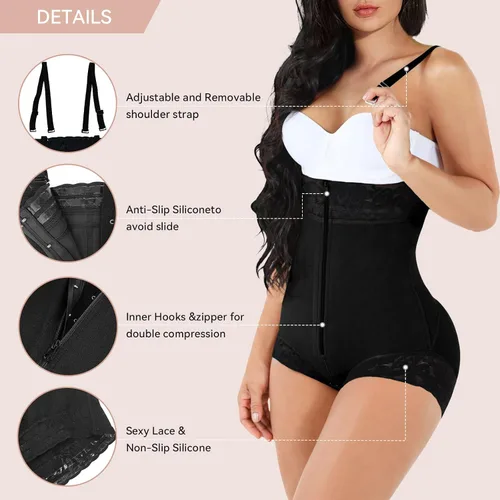 Vista 2 de Fajas moldeadoras para mujer con control de abdomen, moldeador de cuerpo, levantador de glúteos, ropa de compresión con busto abierto