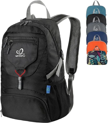 Vista 14 de WATERFLY Mochila pequeña ligera y plegable: mochila de 20 l ultra ligera, plegable, de senderismo, de viaje, de camping, de día, para hombre y mujer