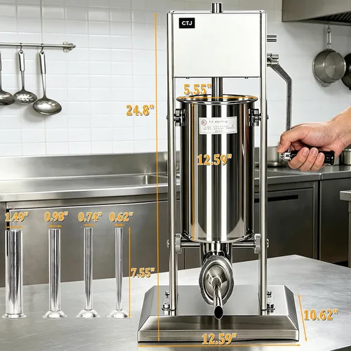 Vista 3 de CTJ Embutidora de salchichas de acero inoxidable y churro Maker 5L/11Lb