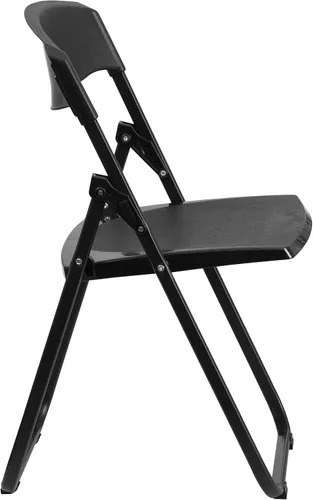 Vista 13 de Flash Furniture HERCULES Series - Silla plegable de plástico negro resistente con soportes integrados