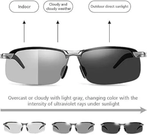 Vista 3 de Lentes de sol polarizados fotocromáticos para hombre, lentes deportivos y de conducción UV400, lentes adaptables de día y noche, gafas de ciclismo