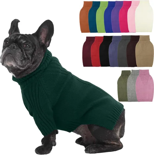Vista 91 de IECOii Suéter de perro salchicha de cuello alto para perros pequeños, medianos y hembras, elástico y transpirable, abrigo de punto cálido, para Negro