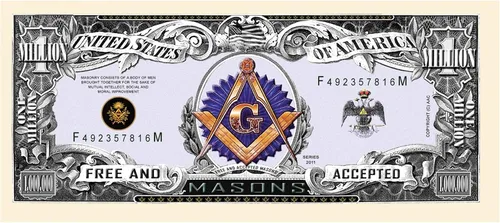 Vista 2 de American Art Classics Freemason - Billete masónico del millón de dólares – Edición limitada coleccionable de billete de dólar en protector de moneda