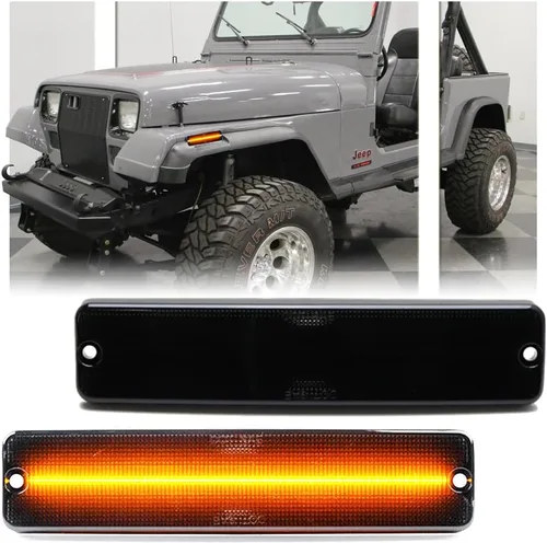 Vista 12 de Luces LED secuenciales de marcador lateral para guardabarros delanteros para J-e-e-p Wrangler JK 2007-2019, lámparas de marcador de parachoques
