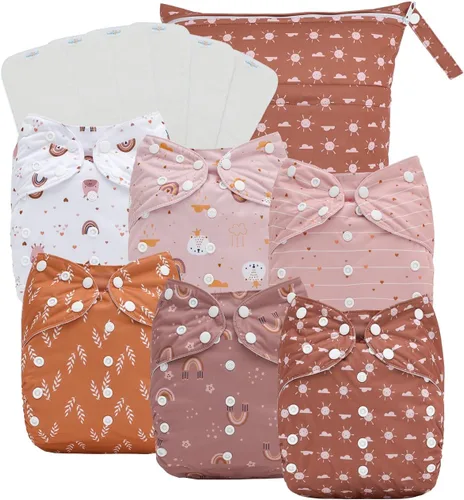 Vista 16 de babygoal Pañales de tela para recién nacidos, paquete de 13 unidades para niños prematuros de 5-12 libras, 6 unidades con 6 insertos y bolsa