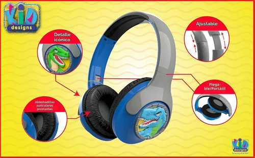 Vista 3 de EKIDS - Auriculares Bluetooth de dinosaurio para niños, auriculares inalámbricos para la escuela, H