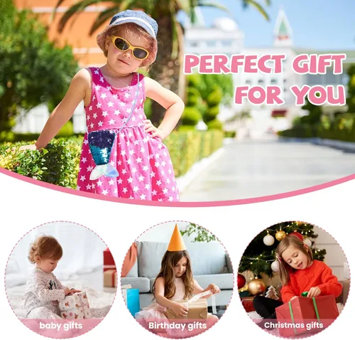 Vista 5 de Monedero de cola de sirena para niñas pequeñas, con lentejuelas, con purpurina, reversible, carteras reversibles, bolsa para niños, regalos