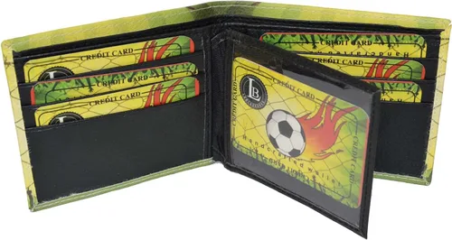 Vista 3 de Leatherboss Cartera de piel sintética para tarjetas de crédito con estampado deportivo Vintage
