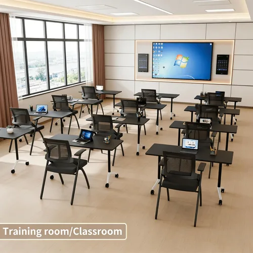 Vista 7 de Mesa de conferencias plegable, mesas de sala de conferencias con ruedas, mesa rectangular grande y plegable para reuniones de 6 a 12 personas, mesa