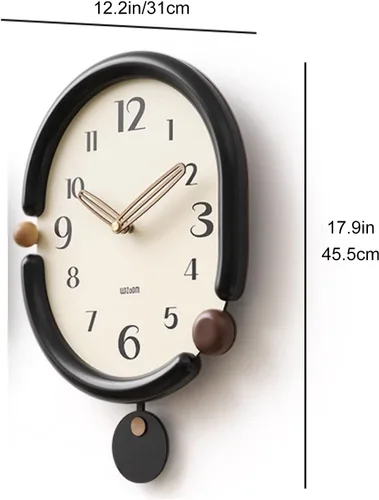 Vista 2 de Wooden Wall Clock, Living Room Decorative Wall Clock, Solid Wood Frame Silent Wall Clock for Bedroom, Living Room, Entryway(Black)