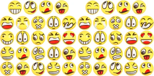Vista 8 de LovesTown Mini bolas antiestrés, 36 bolas de 2 pulgadas con cara sonriente para apretar, color amarillo, divertidas, de espuma, juguetes
