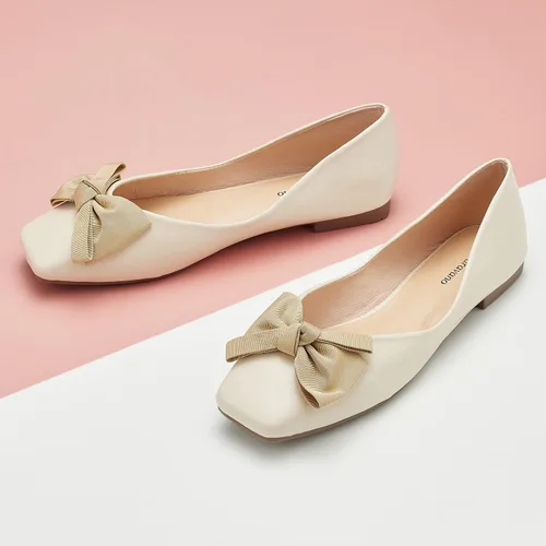 Vista 5 de C.Paravano - Zapatos planos para mujer, punta cuadrada , hechos de cuero, bailarinas sin cordones