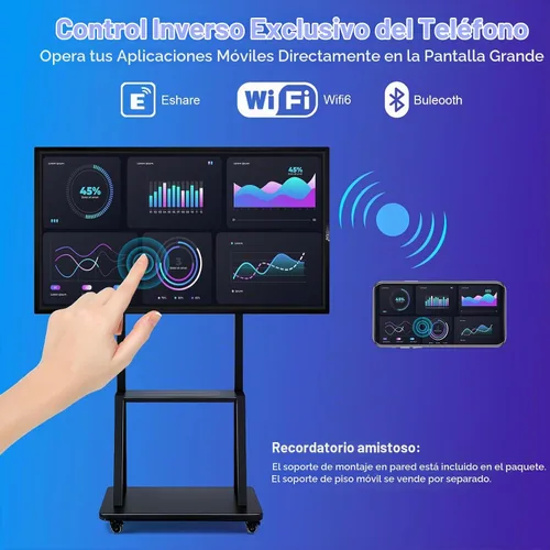 Vista 3 de 49" Smart Board 4K Android 12 8GB+64GB, para oficina y aula