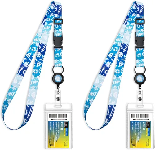 Vista 16 de MNGARISTA Cordón retráctil para tarjetas de crucero, cordones impermeables para tarjetas de crucero con soporte de identificación, paquete de 2