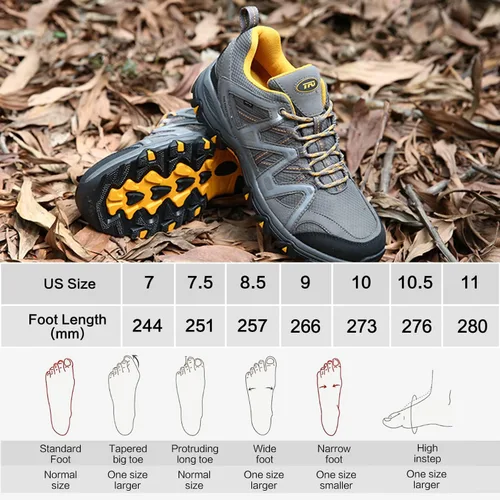 Vista 5 de TFO Zapatos de senderismo para hombre, plantilla impermeable de circulación de aire, soporte al tobillo, antideslizante, ligero para exteriores