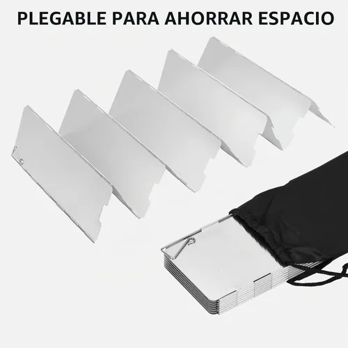 Vista 5 de Parabrisas para estufa de camping de 8 placas plegables, para estufa al aire libre, parabrisas para estufa de campamento, parabrisas de aleación