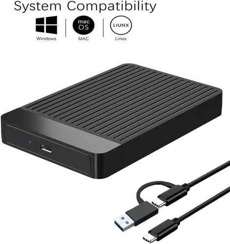 Vista 3 de Disco duro externo portátil ultradelgado de 120 GB, USB 3.1 tipo C, HDD, para PC, Mac, portátil, PS4, Xbox One