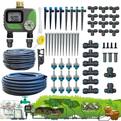 Vista 3 de Drip Irrigation System for Garden Plug-in Quick Connection Drip Irrigation Kit 5/16“ID and 1/4 Inch Pipe Watering System for Garden Spray, for