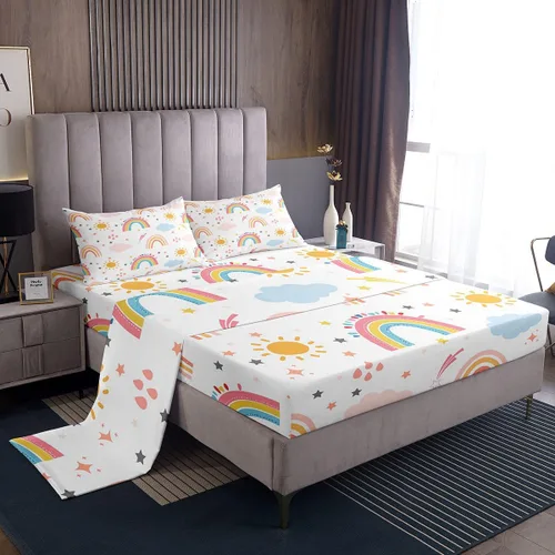 Vista 30 de Feelyou Juego de ropa de cama con alfabeto 3D, juego de sábanas coloridas del alfabeto inglés para niños y adultos, sábanas de dibujos animados
