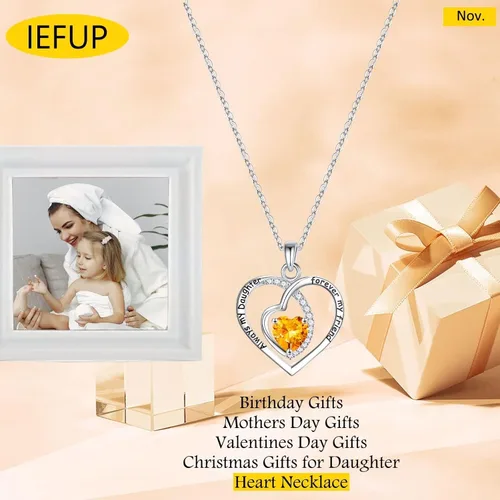 Vista 5 de Infinity Love Heart Birthstone Necklace for Women Jewelry, S925 Sterling Silver Heart Pendant Birthstone Necklace Women Gifts Valentines Mothers Day