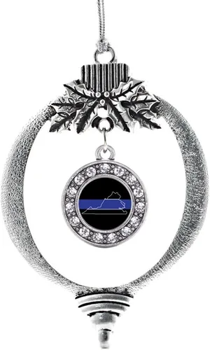 Vista 73 de Inspired Silver - Adorno con dije de cara de carlino - Adornos navideños de círculo de plata con joyas de circonita cúbica