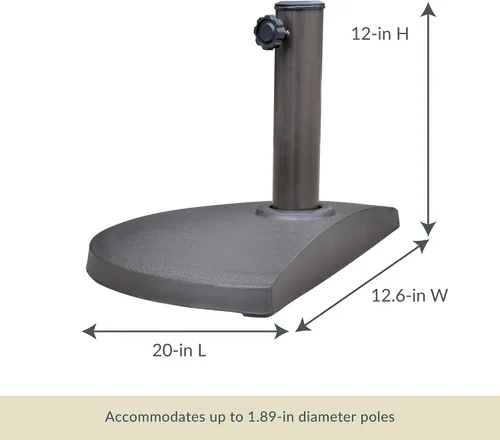 Vista 3 de Island Umbrella Base de resina semicircular para paraguas, color marrón, 20 libras