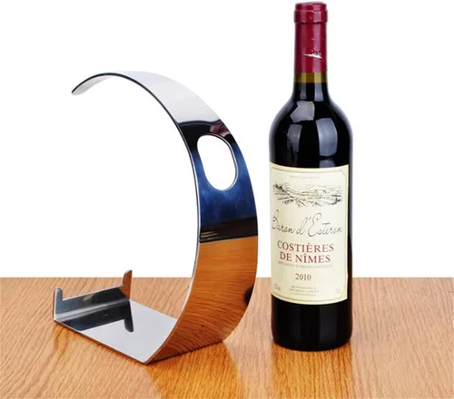 Vista 2 de Estante creativo europeo de acero inoxidable para botellas de vino para el hogar