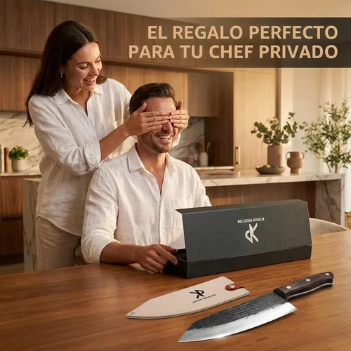 Vista 4 de Kitchen perfection Cuchillo de chef hecho a mano para cortar carne y cortar