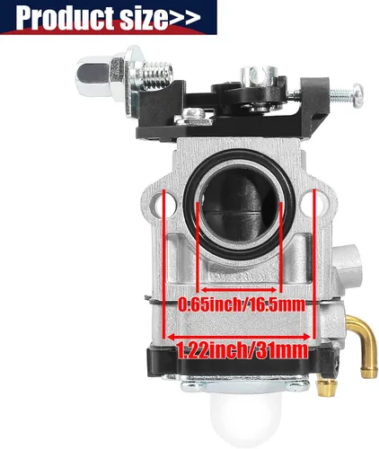 Vista 2 de Carburador para motor de 2 tiempos de 33cc 40cc 43cc 47cc 49cc 50cc con entrada de 15mm para Dirt Pocket Rocket, ATV, Scooter, Mini Chopper, Quad
