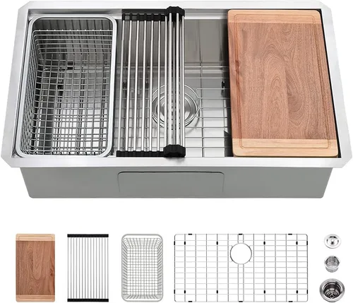 Vista 11 de Fregadero de Barra Negro de 10 Pulgadas Bajo Encimera-VASOYO 10x18 Fregadero de Barra Húmeda Bajo Encimera Pequeños Fregaderos de Cocina para RV