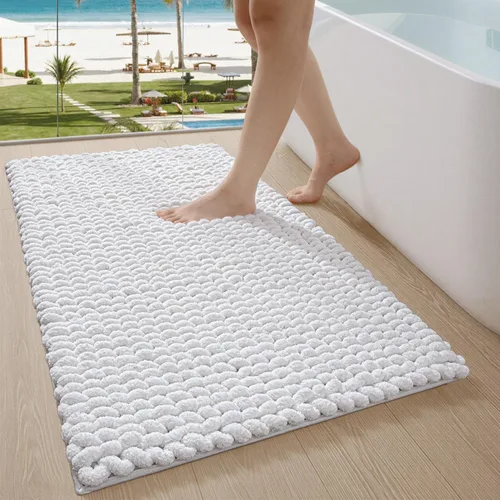 Vista 12 de LUMI Alfombra de Baño de Lujo, Tapete de Baño Ultra Suave de Secado Rápido, Alfombra de Baño Antideslizante Absorbente de Chenilla Gruesa, Tapete