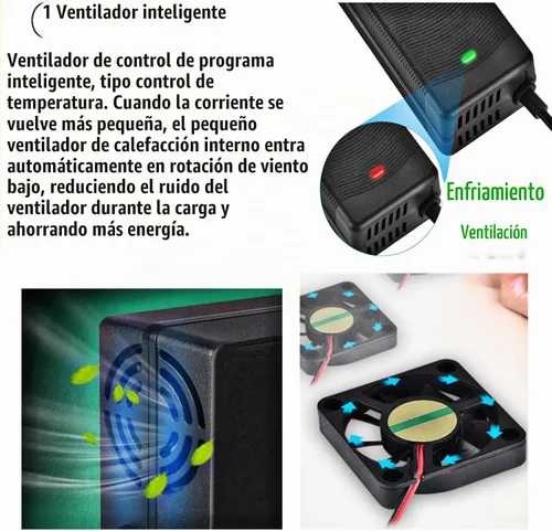 Vista 4 de Cargador eléctrico certificado de 54.6V 2A (7 enchufes) universal para batería de 48 V – Compatible con Rad Power, Lectric XP 2.0/3.0, HOVERFLY