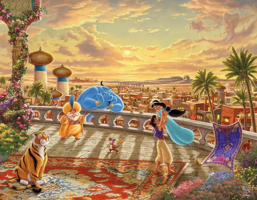 Vista 5 de Ceaco - 4 en 1 Multipaquete - Disney - Thomas Kinkade - (4) Rompecabezas de 500 piezas Thomas Kinkade Disney Art, Made in USA, Recycled Board
