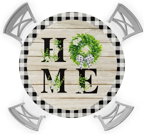 Vista 33 de Mantel Ajustado de Hongos para Mesa Redonda, Cubierta de Mesa de Cocina Botánica Pastoral Floral con Borde Elástico Tela Impermeable, Cubiertas Negro