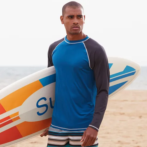 Vista 5 de Arcweg Camisas de manga larga para hombre con protección solar UPF 50+, camisetas de protección solar con protección contra erupciones SPF
