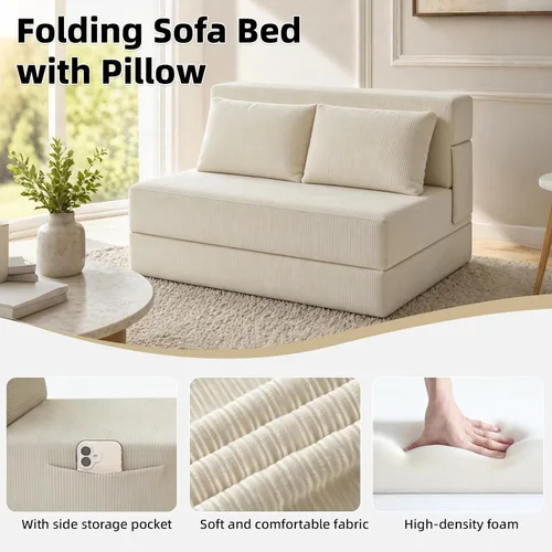 Vista 4 de Sofá Cama Plegable con Colchón, Sofá Cama Plegable con Funda para Silla de Cama con Almohada para Sala de Estar Oficina en Casa