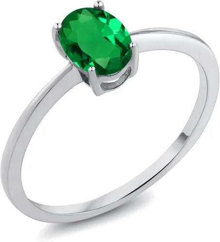 Vista 87 de Gem Stone King Anillo de compromiso solitario con piedra preciosa de oro blanco de 10 quilates, ovalado, 0.27 x 0.19 pulgadas, anillo de promesa