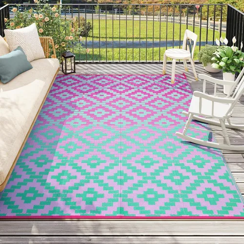 Vista 56 de Anidaroel Alfombra de área para exteriores para patio, 4 x 6 pies, impermeable, reversible, alfombra de paja de plástico para exteriores, alfombra